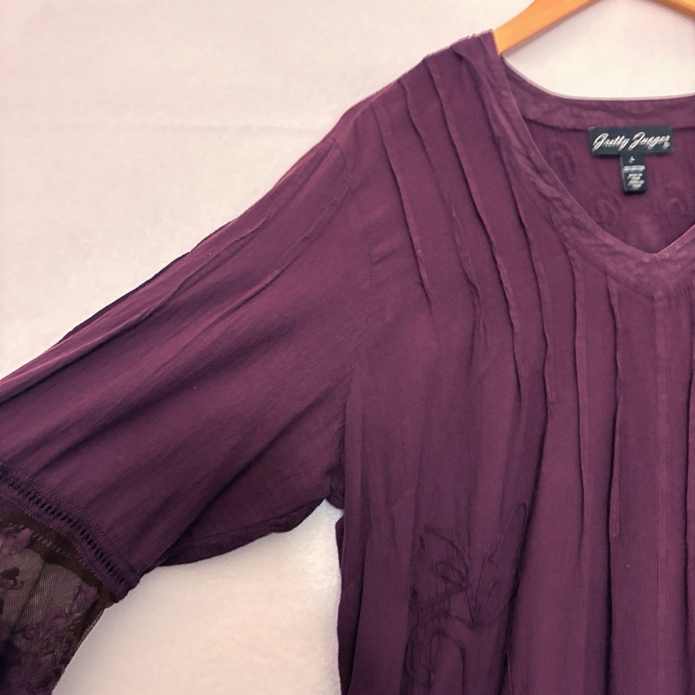 Women's Burgundy Tunic Top T1 - Picture 4 of 9